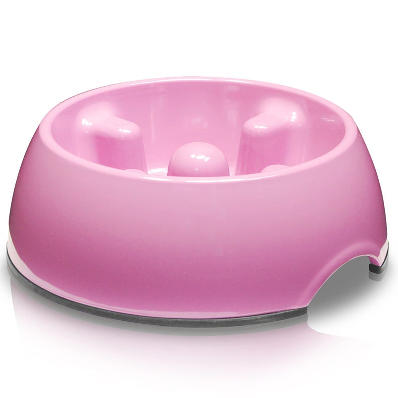 Dogit Go Slow Anti-Gulping Dog Dish, Slow Feeding Dog Bowl Suitable for Wet or Dry Food, Small, Pink - Image 1
